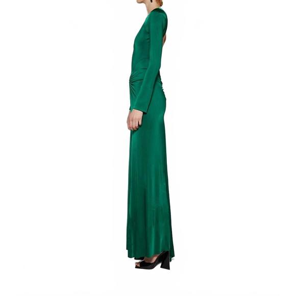 NEW VICTORIA BECKHAM heavy shine jersey long dress in viridian - Picture 2 of 3